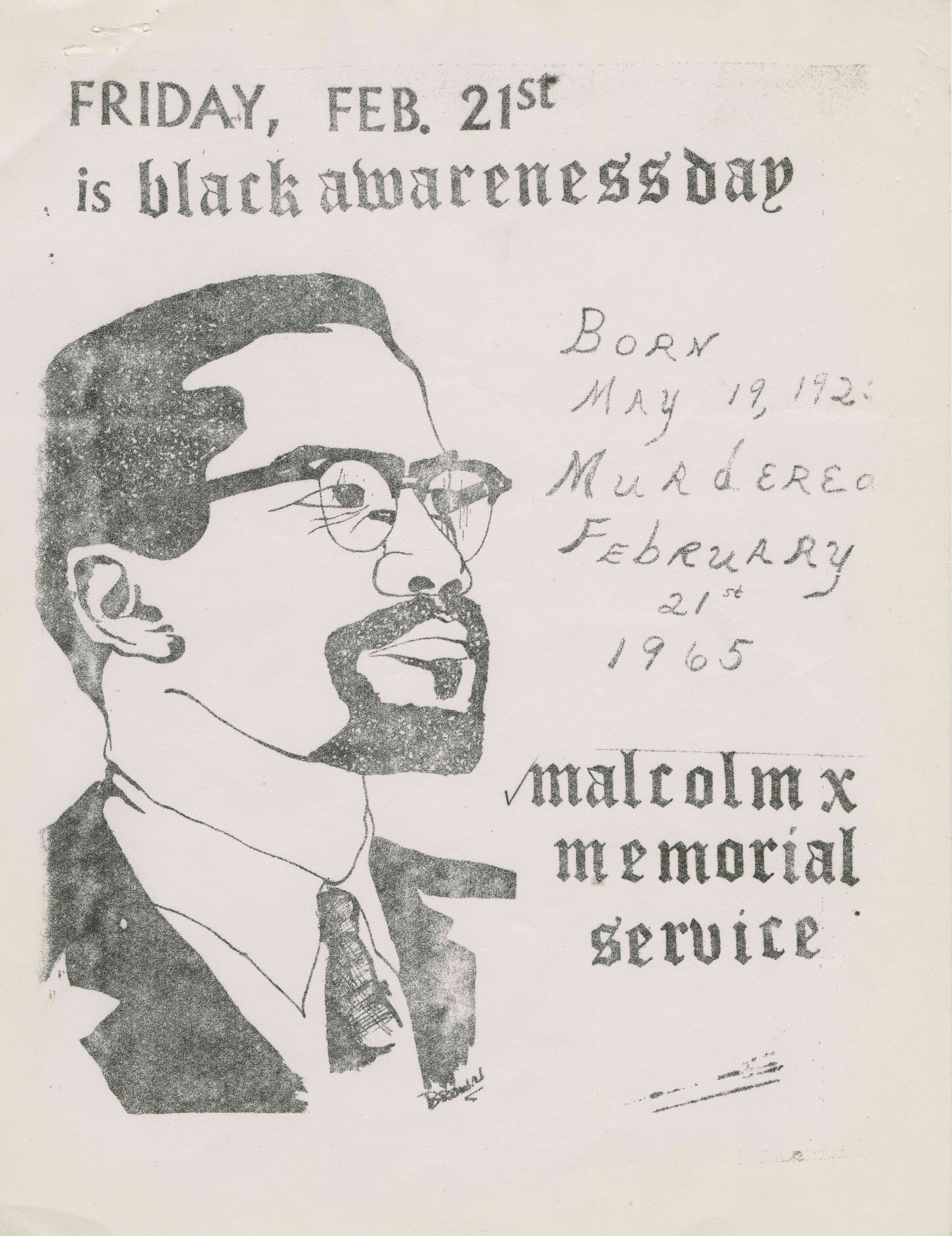 "Program for Malcolm X Memorial Service," February 21, 1969, cover