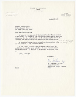 Letter from Theresa M. Miller (Board of Education) to Rebecca Hetherington