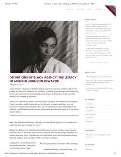 Definitions of Black Agency: The Legacy of Mildred Johnson Edwards