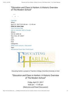 Education and Class in Harlem 