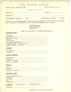 The Modern School report card [blank]